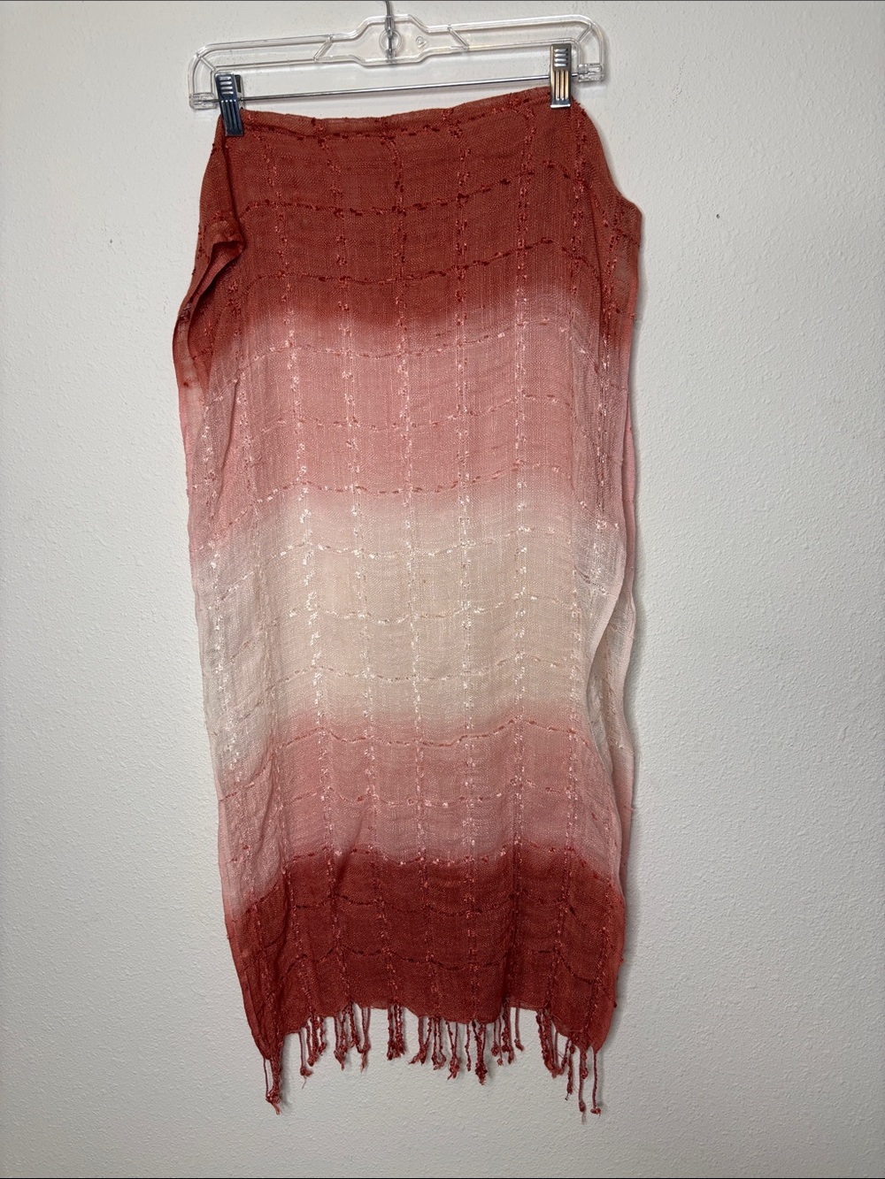 Ombre Rust to Cream Lightweight Knit Scarf - Picture 2 of 5